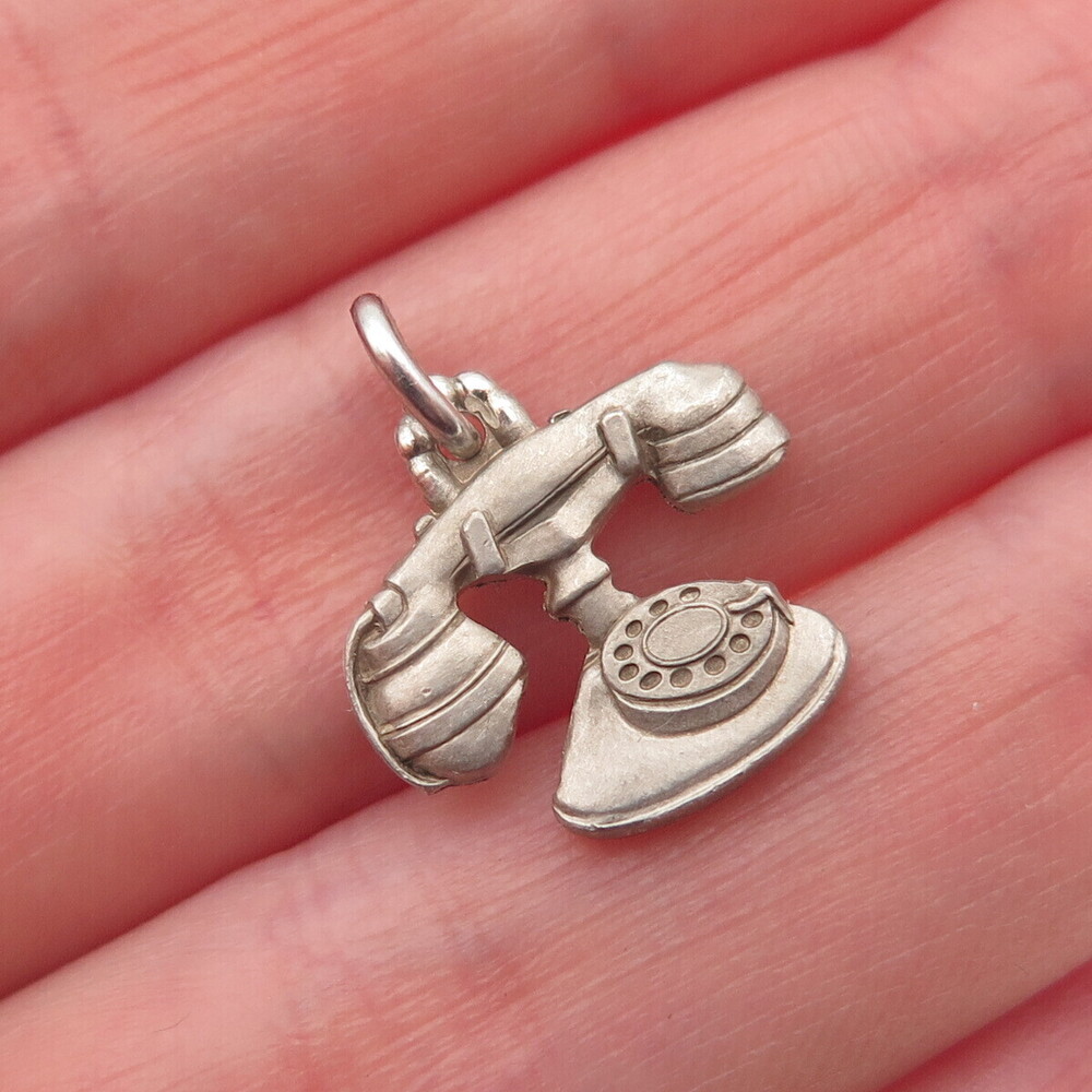 O.C. TANNER 925 Sterling Silver Vintage Retro Rotary Phone Mini Charm Pendant
